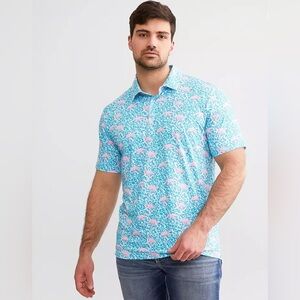 Chubbies Men's The Domingo Printed Stretch Performance Polo Shirt size M